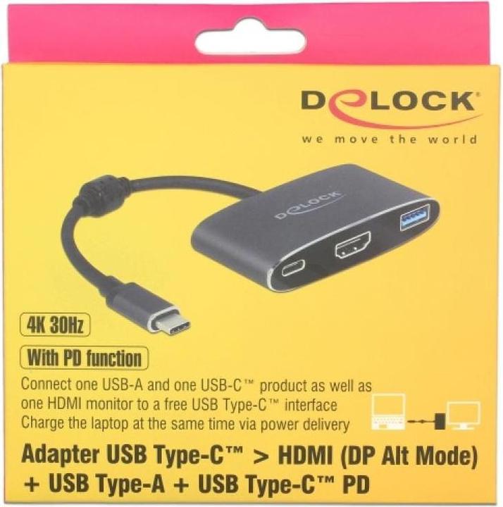 Produktbild Delock Monitoradapter USB Typ-C zu HDMI/USB3 & PD (USB Typ-C, USB 3.0, HDMI, 16 cm)