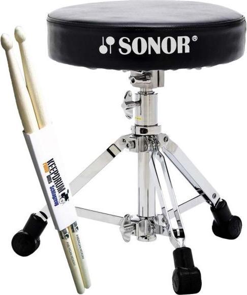Sonor DT XS 2000 Drum Hocker mit Drumsticks (Drummersitz)