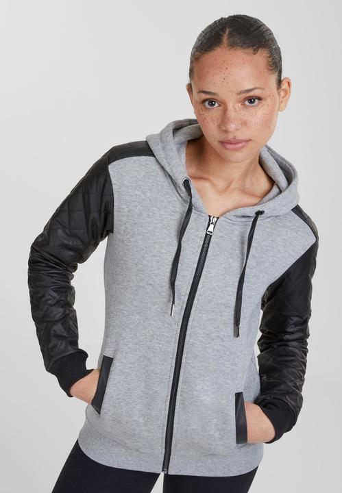 Immagine prodotto Urban Classics Ladies Diamond Leather Imitation Sleeve Zip Hoody (XS)