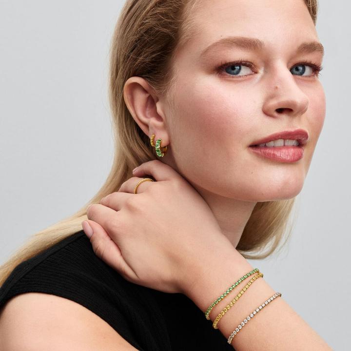 Actual product image Pandora Sparkling Green Tennis Bracelet (18 cm, Metal, Gold plated)