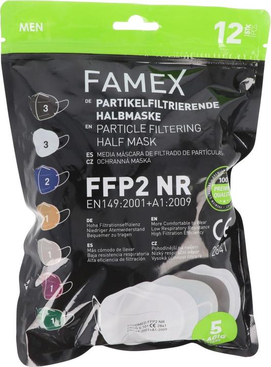 Image du produit AccuCell Pack de 12 masques FFP2 de différentes couleurs 5 couches, certifiés DIN (FFP2, 12 x)