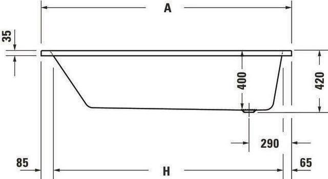 Produktbild Duravit Badewanne No 1 1 Rückenschrägen weiss 1800x800mm (180 l, 180 cm, 80 cm)