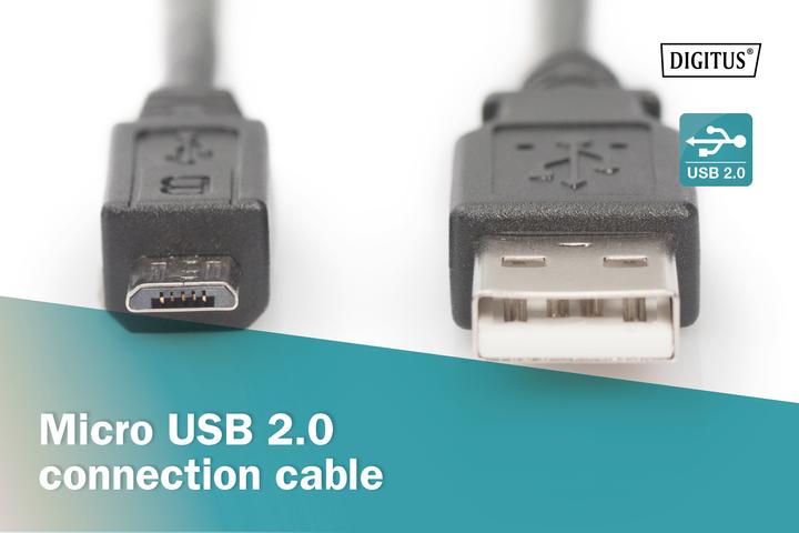 Produktbild Digitus USB A – USB Micro B (1 m, USB 2.0)