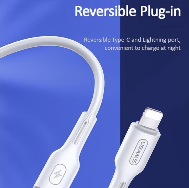 Image du produit Usams U43 Câble de charge rapide USB-C vers lightning 30W, blanc (1.20 m, USB 3.2 Gen 1, 30 W)