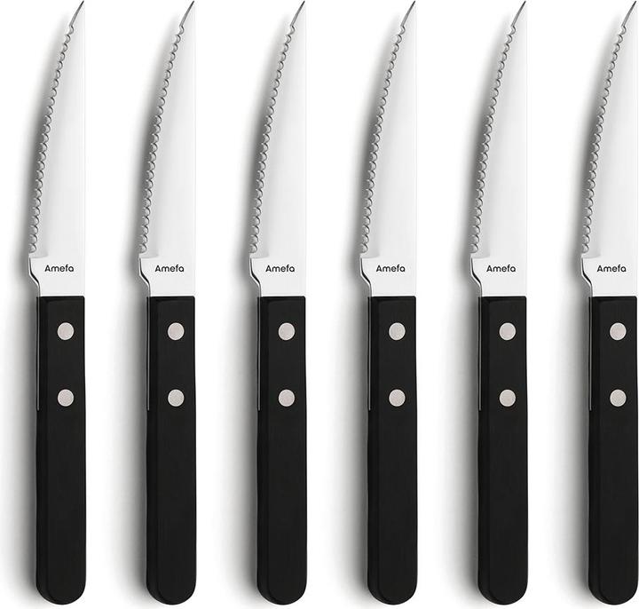 Produktbild Amefa PIZZA Steakmesser Set 6-teilig schwarz, für 6 Personen (6 Stück, Messer)