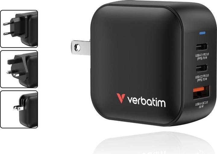 Produktbild Verbatim GaN Charger 70W 3 Devises (70 W)