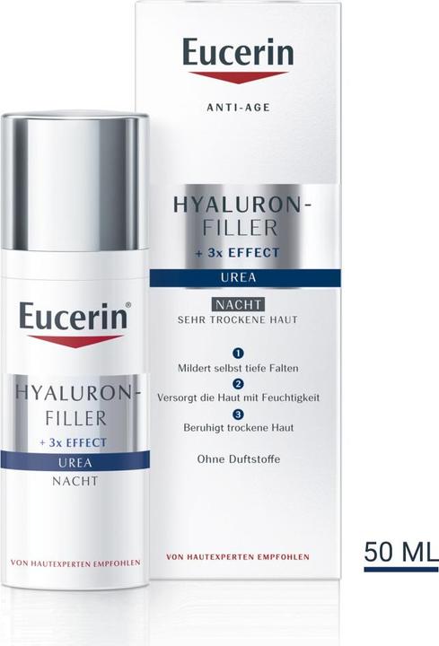 Eucerin HYALURON-FILLER + 3x EFFECT 5% Urea Nachtpflege (50 ml, Nachtcreme)