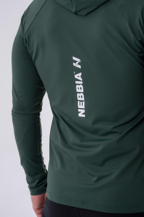 Nebbia Long-sleeve T-shirt with a hoodie 330 dark green