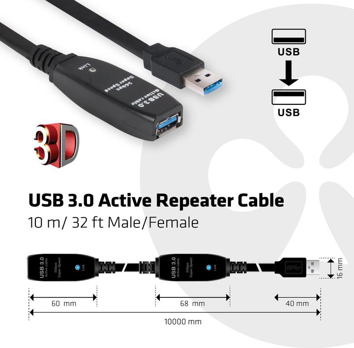 Immagine prodotto Club 3D USB 3.0 (10 m, USB 3.0)