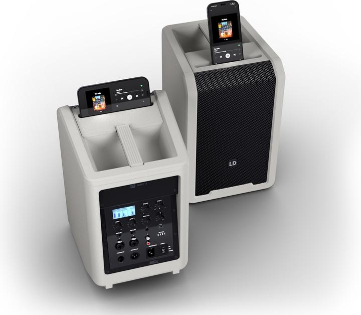 LD Systems ANNY® 8 G - Enceinte portable Bluetooth® PA avec batterie et mixeur, gris urbain (Actif, 1x 80 W)