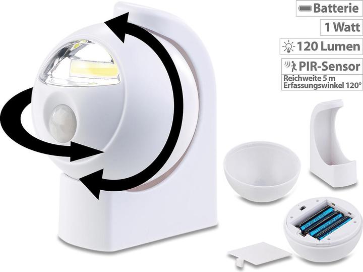 Produktbild Lunartec Ultrahelle COB-LED-Lampe mit PIR-Sensor (120 lm)