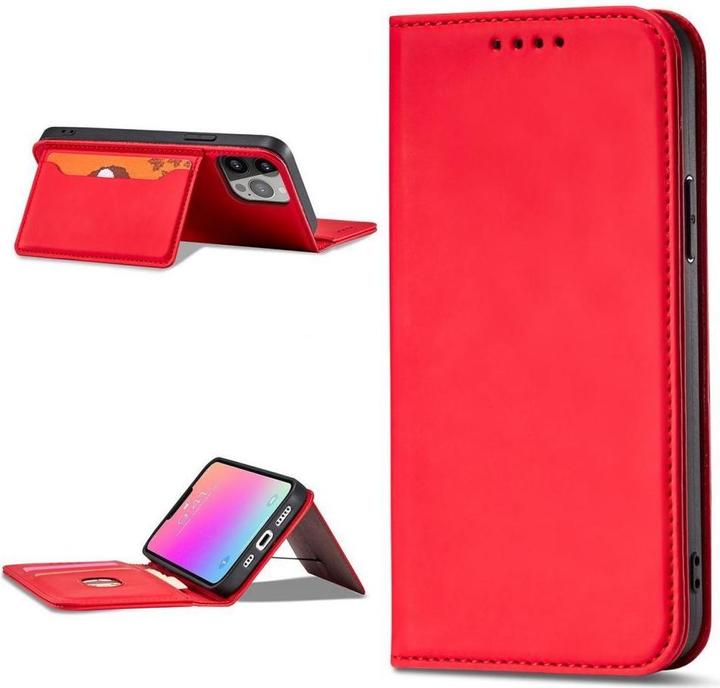 Produktbild Hurtel Magnet Card Case for iPhone 13 Pro Pouch Card Wallet Card Holder Red (Apple iPhone 13 Pro)