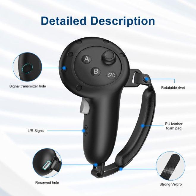 Produktbild MU Classic Meta Quest 3 / 3S Controller Silikon Grip Schutzhülle mit Handgelenk-Halterung