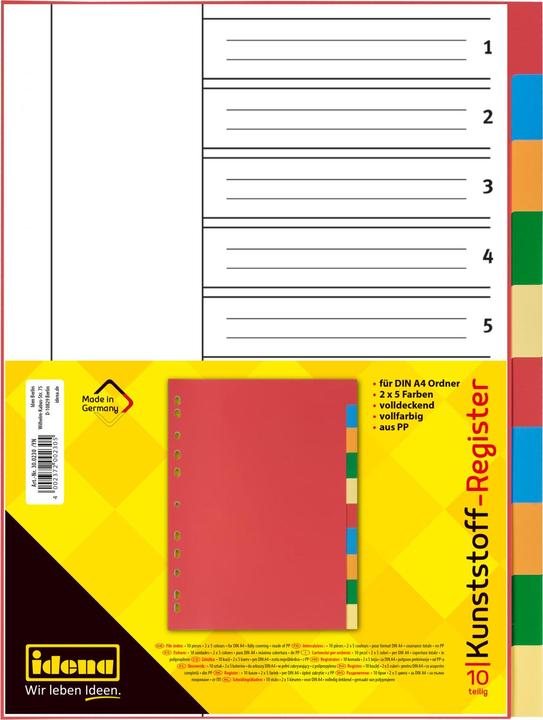 Produktbild Idena Kunststoffregister A4 10 teilig 120µ