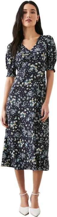 Dorothy Perkins Ditsy Print Geraffte Manschette Petite Midi Kleid