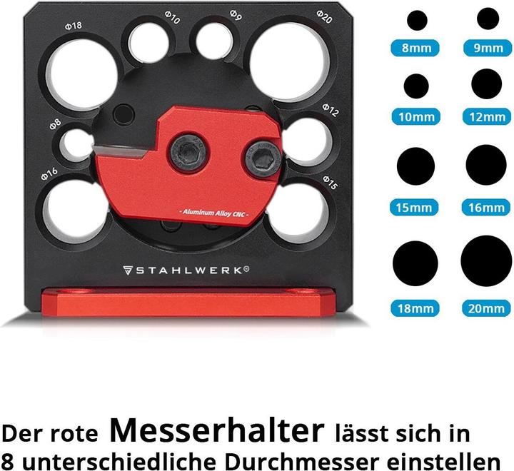 Produktbild Stahlwerk Dübelmacher 8 / 9 / 10 / 12 / 15 / 16 / 18 / 20 mm Rundstabfräser (8, 9, 10, 12, 15, 16, 18, bis 20 Millimeter)