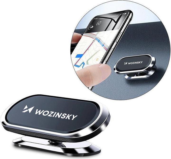 Actual product image Wozinsky Self-adhesive Magnetic 360 Car Dashboard Mount Silver (WMH-06)
