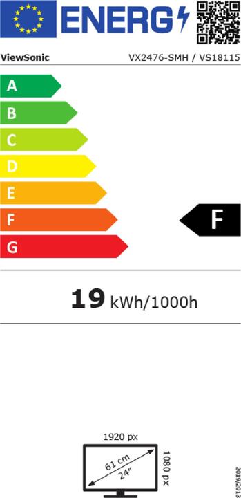 Energy Label Viewsonic VX2476-SMH (1920 x 1080 pixels, 23.80")