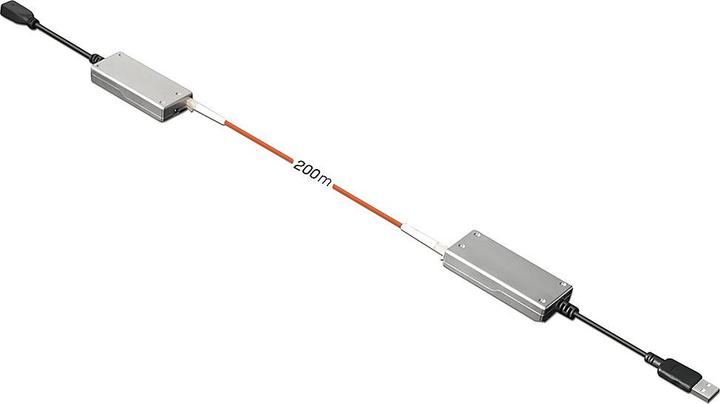 Actual product image Lindy USB 2.0 MM Fiber Optic Extender 200m Multi Mode Fibre