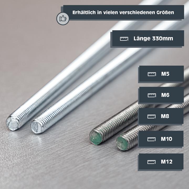 Produktbild Helpmate Gewindestange M8x330, verzinkt, 2 Stück