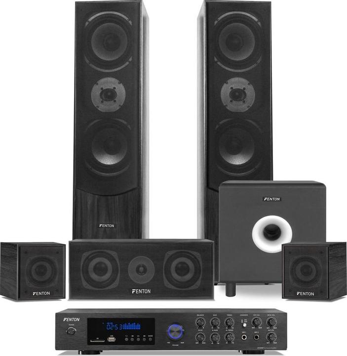 Produktbild Home Cinema set van Fenton met Bluetooth, 5 speakers (zwart), een 10 actieve subwoofer en (1 Stk.)