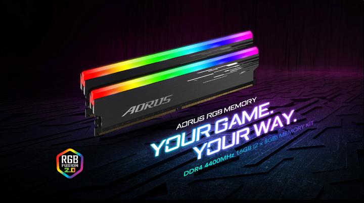 Actual product image Gigabyte Aorus RGB Memory, DDR4-4400, CL19 - 16 GB Dual-Kit (2 x 8GB, 4400 MHz, DDR4-RAM, DIMM)