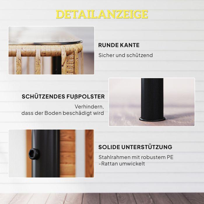 Produktbild Swisshandel24 Polyrattan Gartentisch, 65x65x43 cm, mit Glasplatte Naturholz
