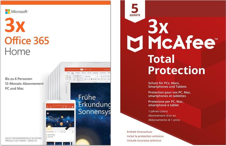 Microsoft Office 365 Home(3x) y compris McAfee Total Protection 5D (3x)
