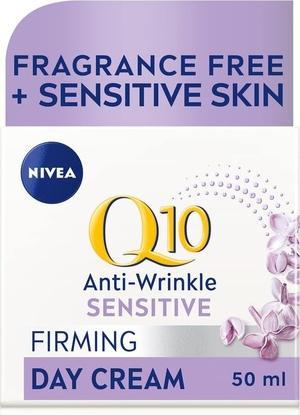 Actual product image NIVEA Q10 Anti-Wrinkle Sensitive Firming Day Cream SPF 15 50ml with Pure Q10 and Liquorice Extract (50 ml, Day cream, SPF 15)
