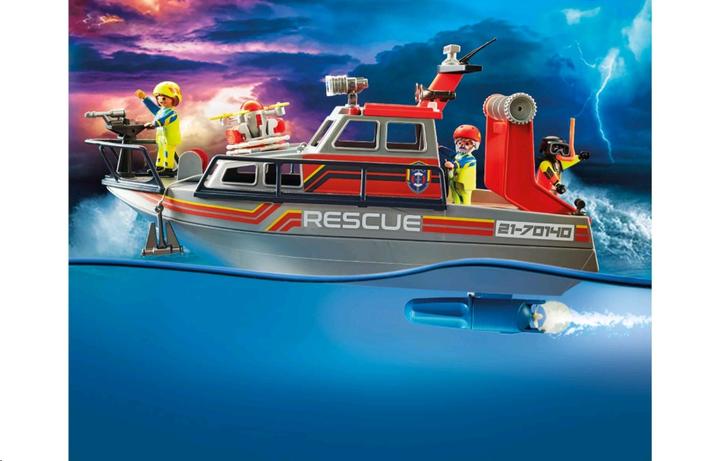 Actual product image Playmobil Distress at sea: firefighting operation with rescue cruiser (70140, Playmobil City Life)