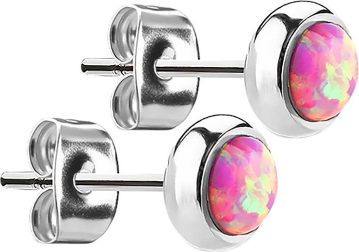 Immagine prodotto Star Piercing Orecchini a perno in argento con opale rosa (Acciaio chirurgico 316L, senza ottone)