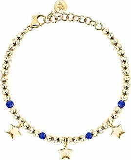 Image du produit Morellato Bracelet de perles en plaqué or avec talismani en agate bleue Saix25 (18 cm, Or)
