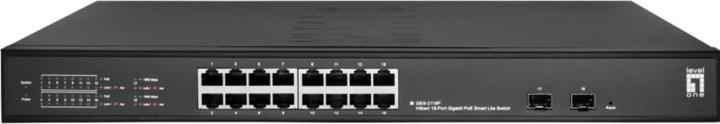 Actual product image LevelOne Switch 16x GE GES-2118P 2xGSFP 16xPoE+ (18 Ports)