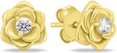 Brilio Silver - Charming gold-plated earrings Flowers EA1131Y