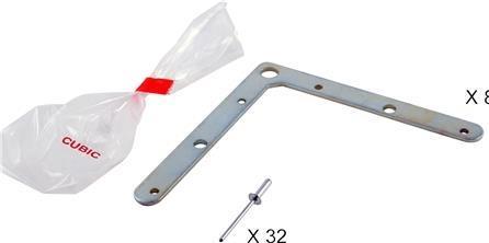 Immagine prodotto Cubic Kit di montaggio per le guide del mobile, compresi gli angoli ad impulsi e i rivetti a scatto