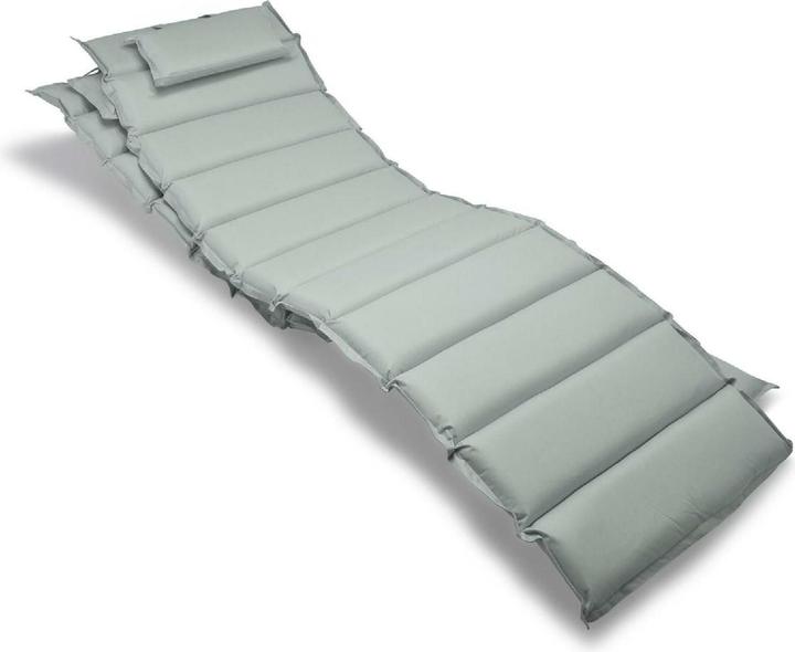 Produktbild VCM 2x Liegenauflage Polster Kopfkissen für Garten Terrasse gesteppt Hellgrau (190 cm)