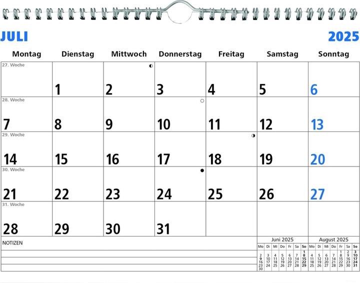 Nutritional values and ingredients Monthly diary 2025 white,29,7x21cm, desk calendar with 1 month on 1 page (No binding, German)