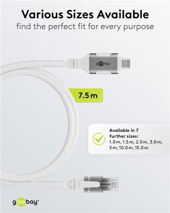 Actual product image Goobay Ethernet cable USB-C 3.1 to RJ45, 7.5 m (Ethernet, RJ45 (1x))