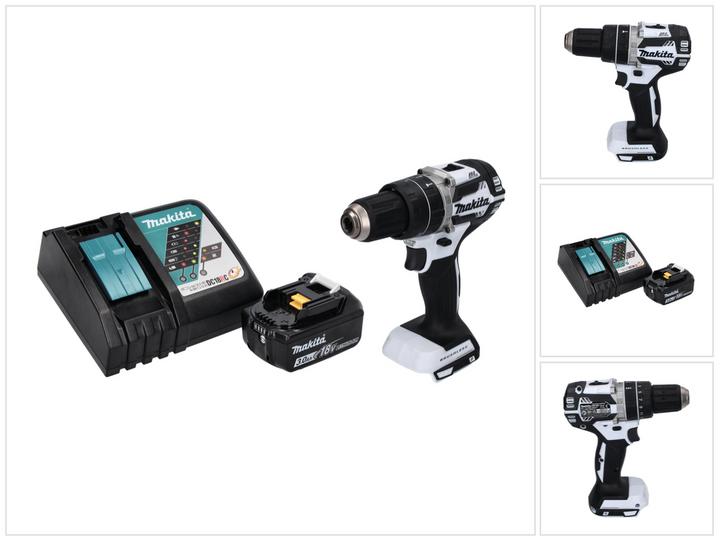 Produktbild Makita DHP 484 RF1 W Akku Schlagbohrschrauber 18 V 54 Nm Brushless Weiss + 1x Akku 3,0 Ah + Ladegerät (Akkubetrieb)