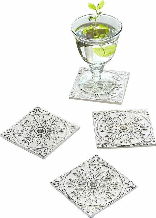 Produktbild Loberon Untersetzer 4er Set Starbelle antikweiss/schwarz (4 x)