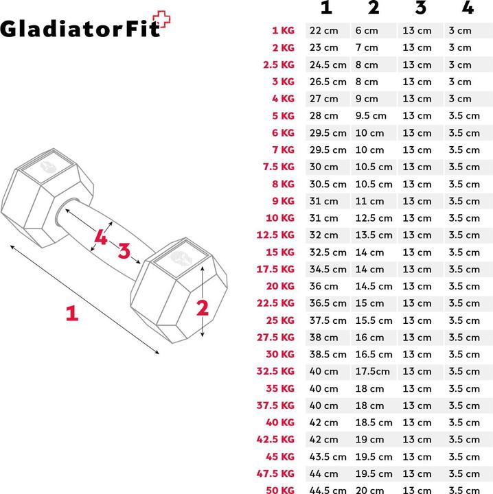 Image du produit Gladiatorfit Hex Dumbell (1 x 47.5 kg)