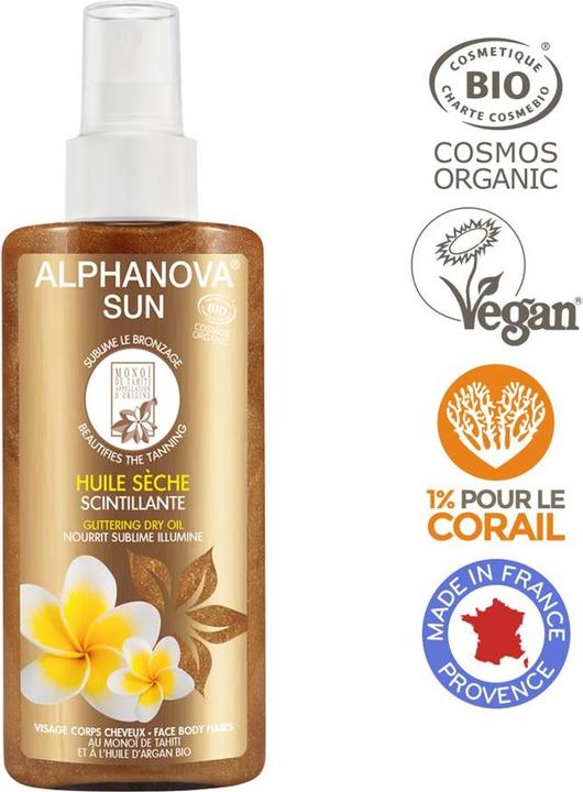 Produktbild Alphanova SUN Spray schimmerndes Öl Bio Öl (Selbstbräunungsschaum, 125 ml)