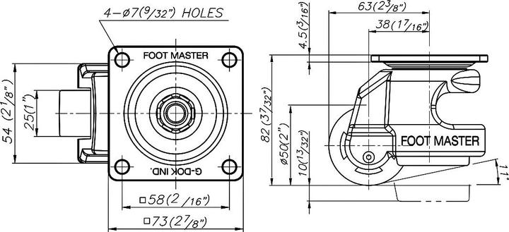 Actual product image Tente Lifting rollers G-Dok with integrated leveling foot