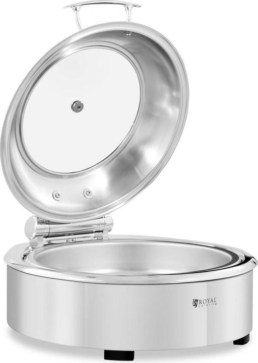 Actual product image Royal Catering Chafing Dish Warmhaltebehälter Rechaud rund mit Sichtfenster 5,5 L
