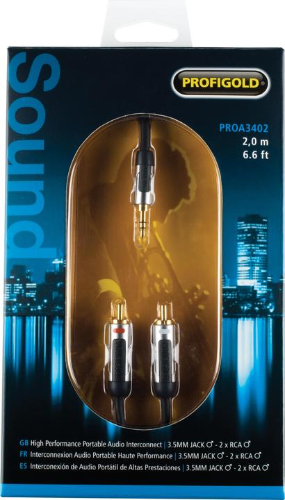 Produktbild Profigold SKY 3.5mm Stereo-Klinke Stereo-Cinch Anschlusskabel (2 m, 3.5mm Klinke (AUX), Cinch)