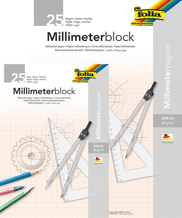 Actual product image Folia Millimeter paper block (A3, Checked)