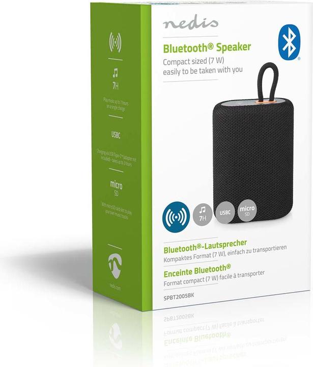 Immagine prodotto Nedis Altoparlante Bluetooth, 7W - Nero (7 h, Batteria ricaricabile)