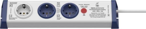 Produktbild interBär 8110-002.01 Steckdosenleiste 3fach Weiss, Blau Schutzkontakt 1 St. (3 x, CEE 7/3, 1.50 m)