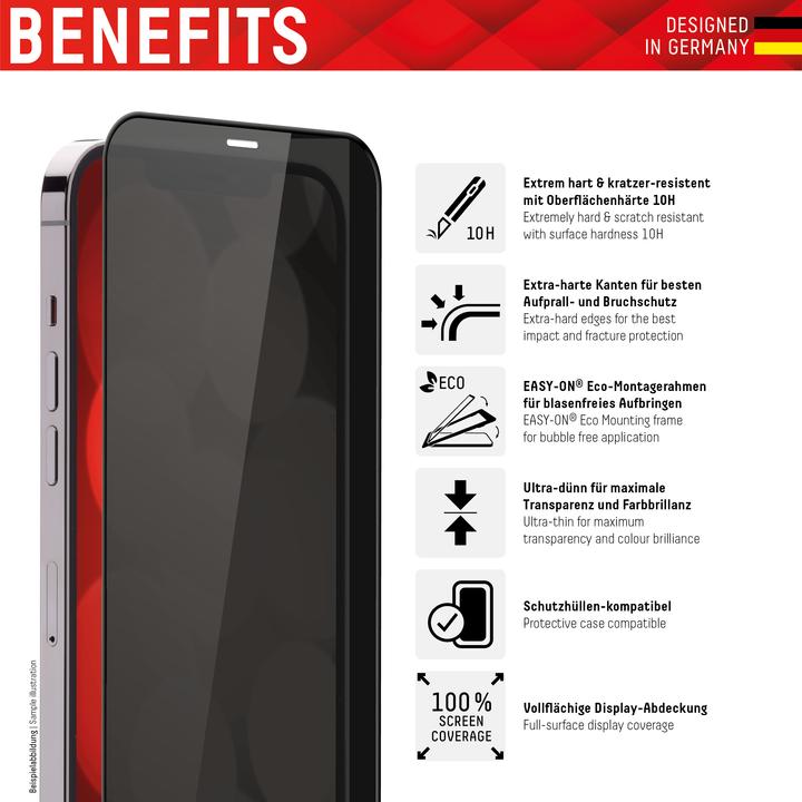Actual product image Displex Real Glass, Privacy Full Cover Panzerglas (1 Piece, Apple iPhone 14 Pro)