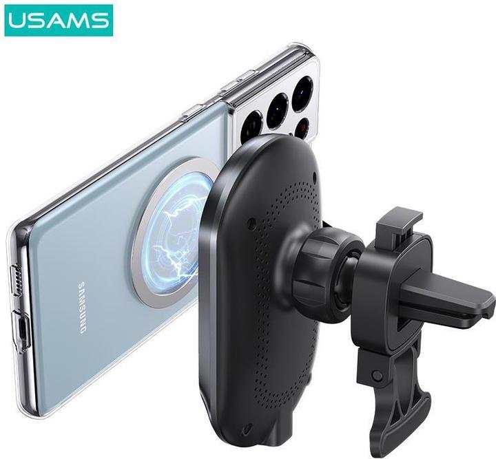 Produktbild Usams Magnetyczny uchwyt indukcyjny Wireless Charging 15W do kratki went. czarny/black CD182ZJ01 (US